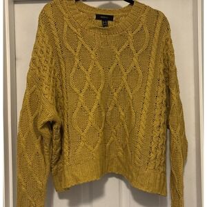 Forever 21 Women's 3X Chunky Knit Sweater Mustard Yellow Cozy Soft Relaxed Warm